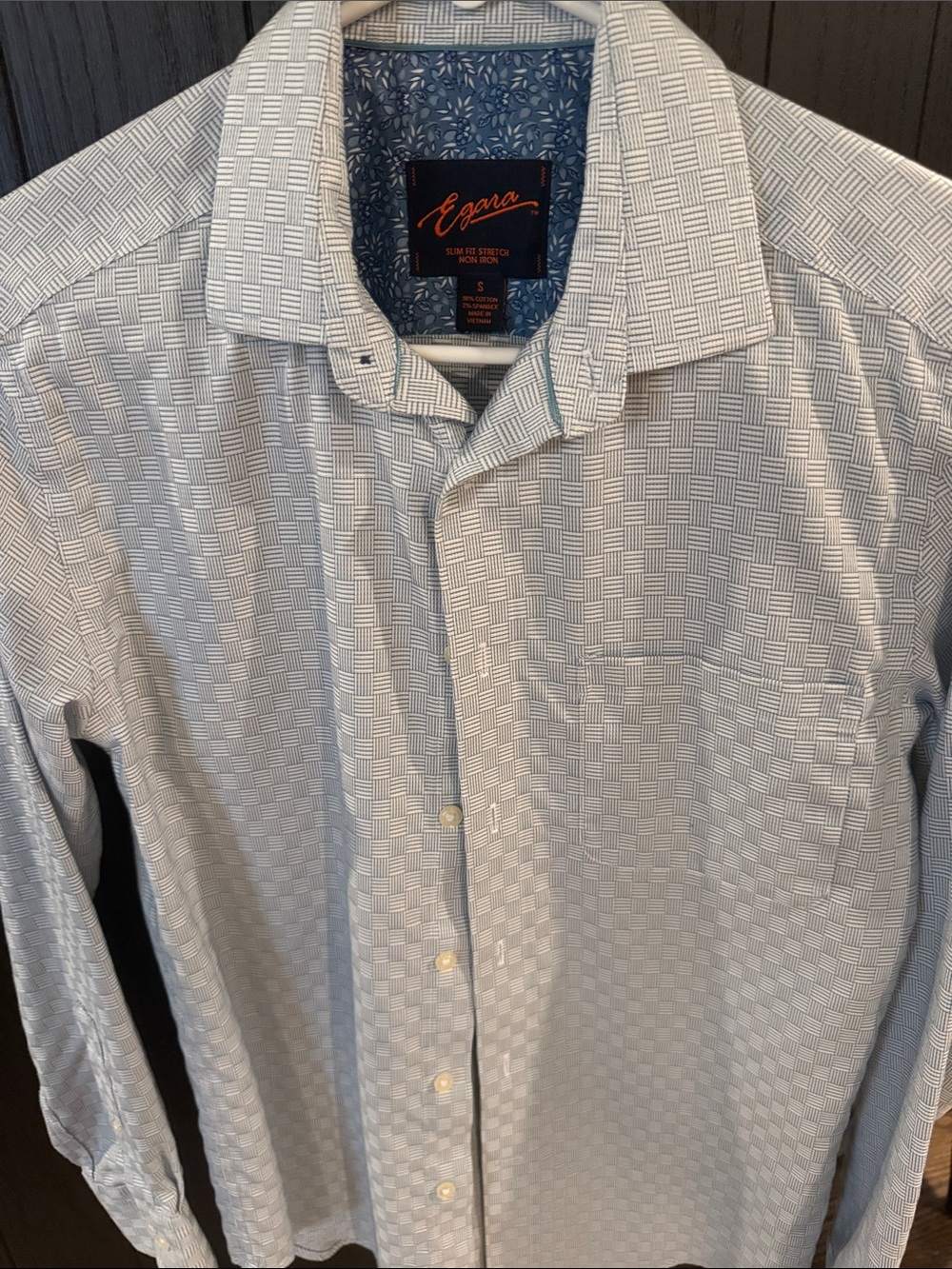 Egara Light Blue Geometric-Print Button-Down Shirt